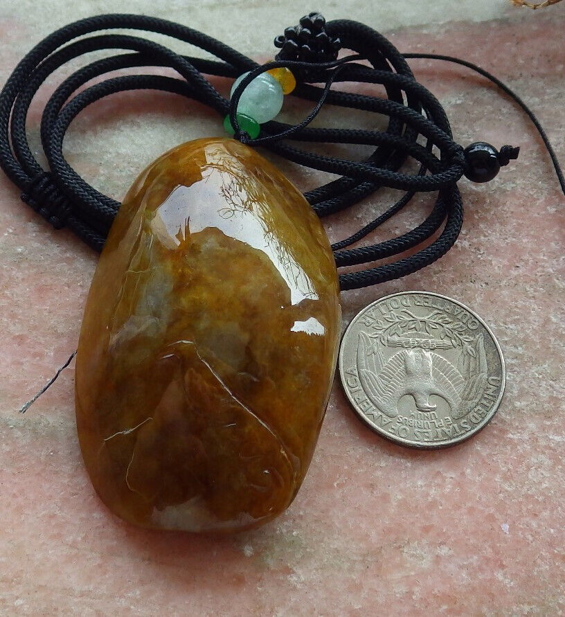 Certified Red Green Burma 100% Natural A Jade jadeite Pendant Beetle Peanut Necklace 富甲天下 633388 TN