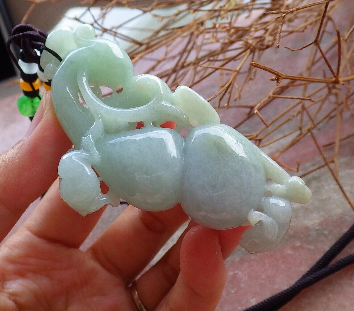 Certified Green 100% Natural A Jade jadeite Pendant Frog Toad Gourd Coin Ruyi Necklace 526364 TN