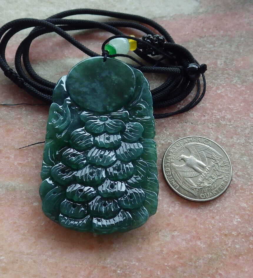 Certified Icy Green Burma 100% Natural A Jade jadeite Pendant Peacock Phoenix Necklace 孔雀 凤凰 633490 TN