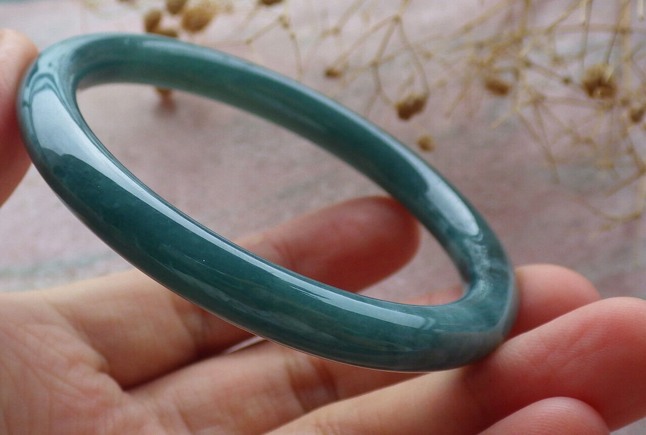 Certified Icy Green Burma 100% Natural A JADE Jadeite Circle Bangle Bracelet 57 mm 手镯 636486 TN