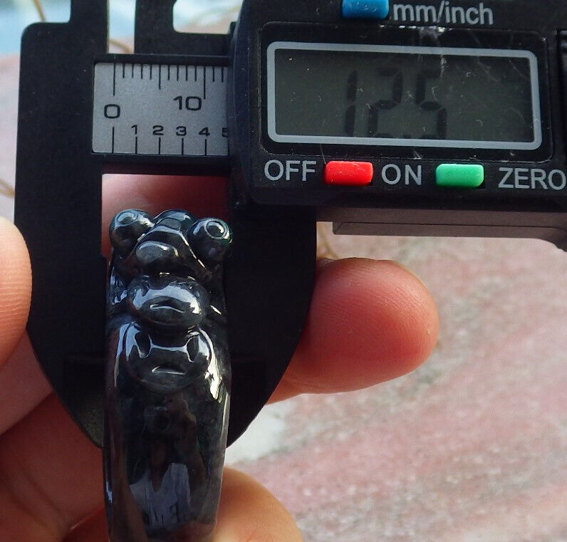 Certified Black Green Burma 100% Natural A JADE Jadeite Gold Fish RING USA. 12.5 戒指 634303 TN