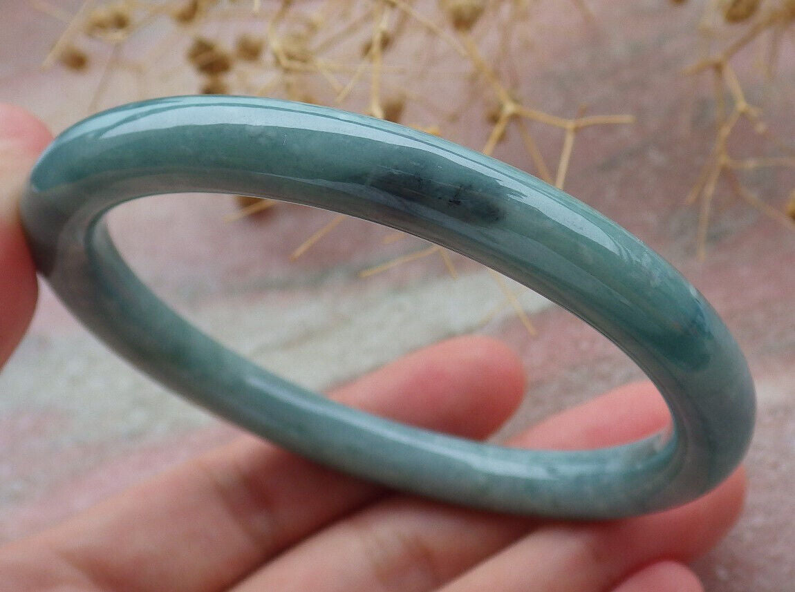 Certified Icy Green Burma 100% Natural A JADE Jadeite Circle Bangle Bracelet 60 mm 手镯 636693 TN