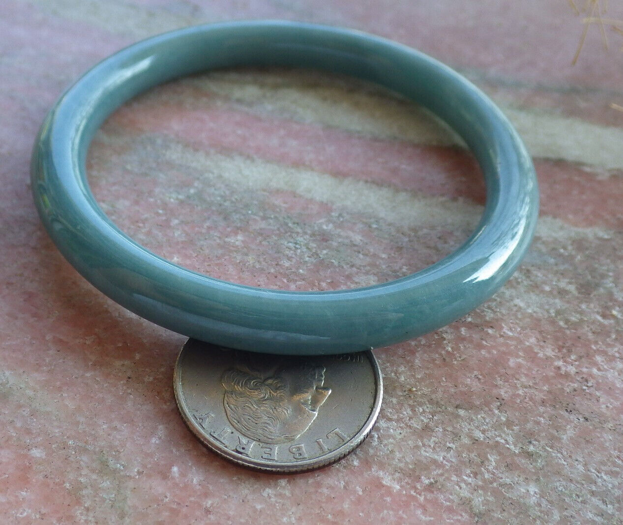 Certified Green Burma 100% Natural A JADE Jadeite Circle Bangle Bracelet 56 mm 手镯 635735 TN