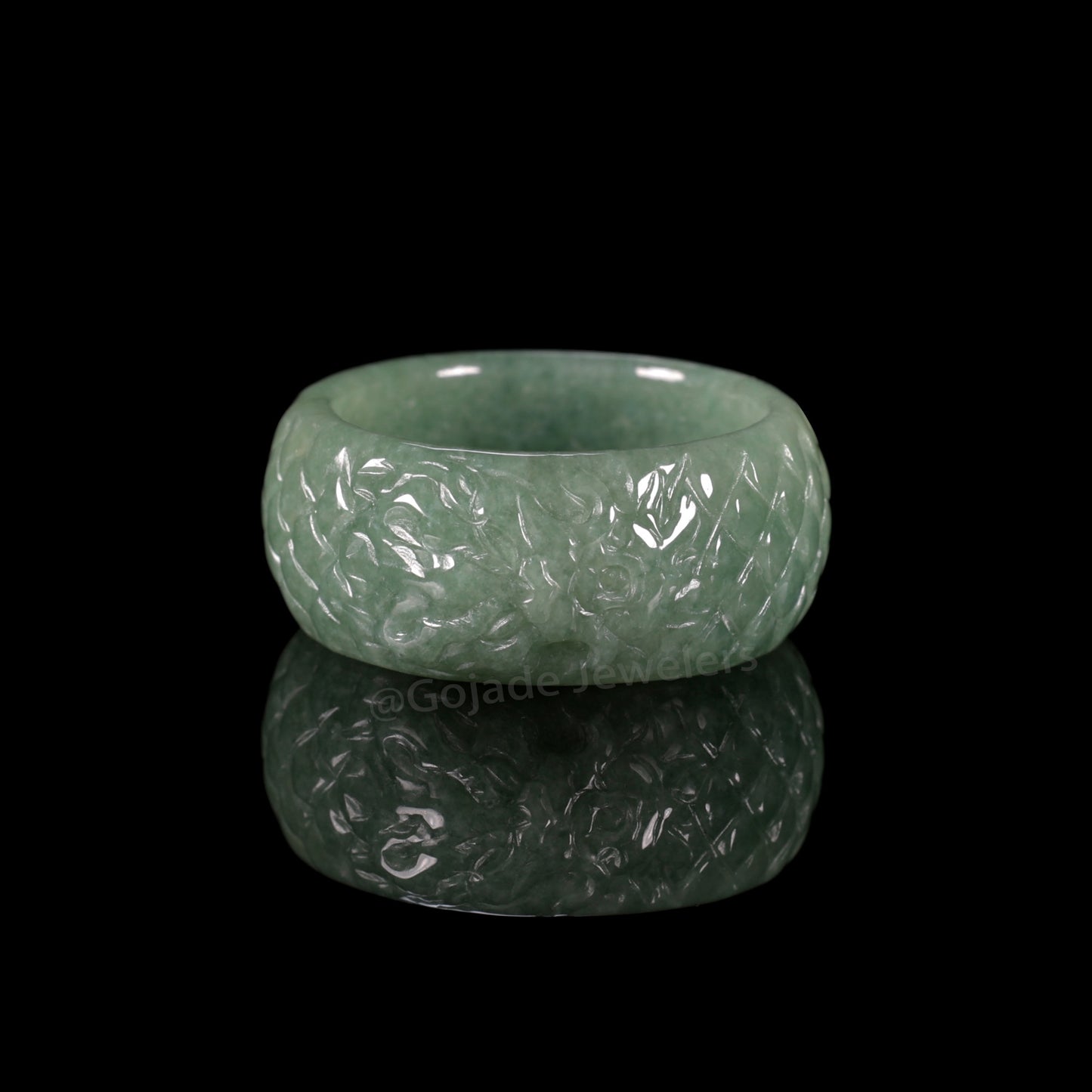 Certified Dragon Ring Burma 100% Natural A JADE Jadeite Circle RING 龙戒指 US