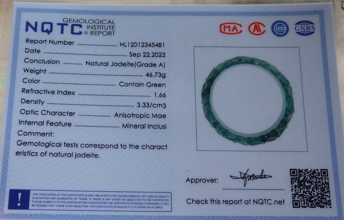 Certified Icy Green Burma 100% Natural A JADE Jadeite Flower Bangle Bracelet 55 mm 635451 AS