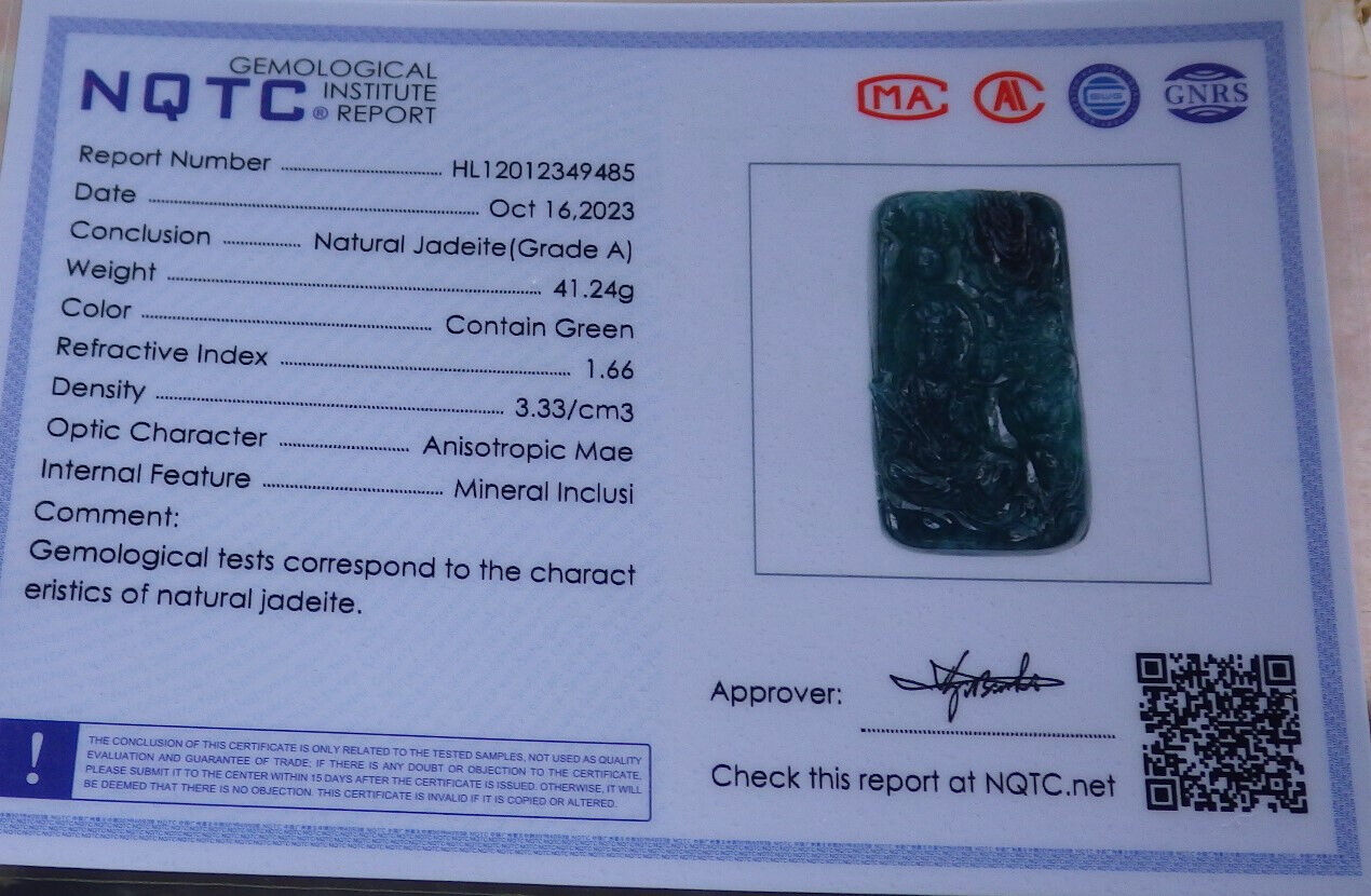 Certified Icy Green Burma 100% Natural A Jade jadeite Pendant Guanyin Kwan Yin Dragon Bead Necklace 观音 636916 TN
