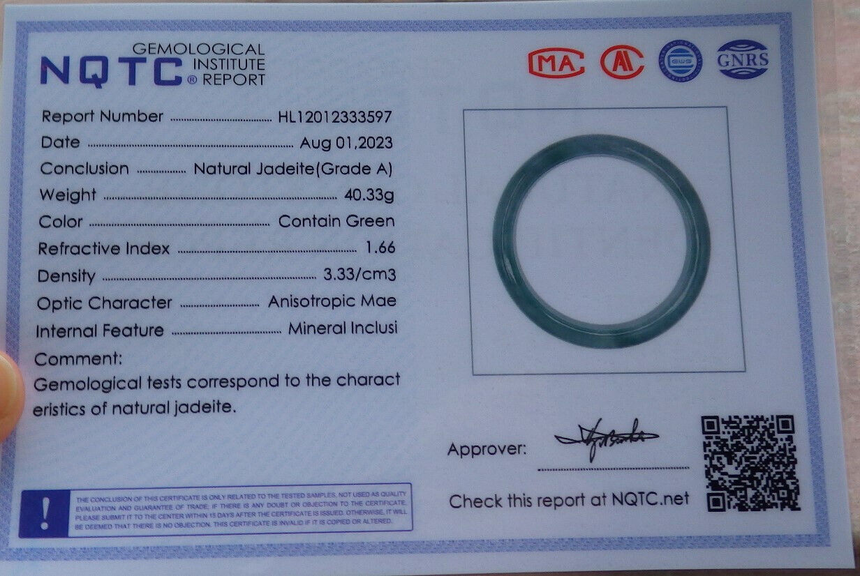 Certified Green Burma 100% Natural A JADE Jadeite Bangle Bracelet 57 mm 手镯 635311 TN