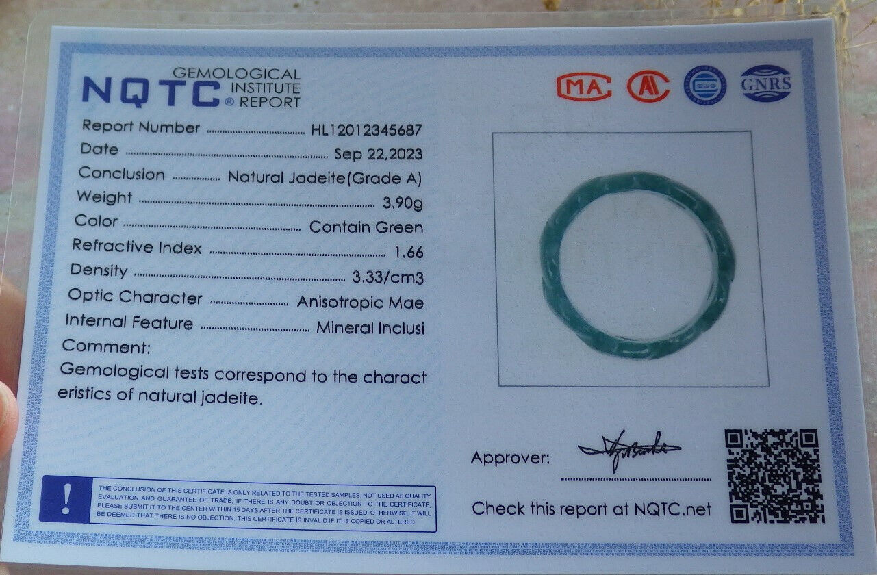 Certified Icy Green Burma 100% Natural A JADE Jadeite Knotted RING USA. 9.75 戒指 635985 TN