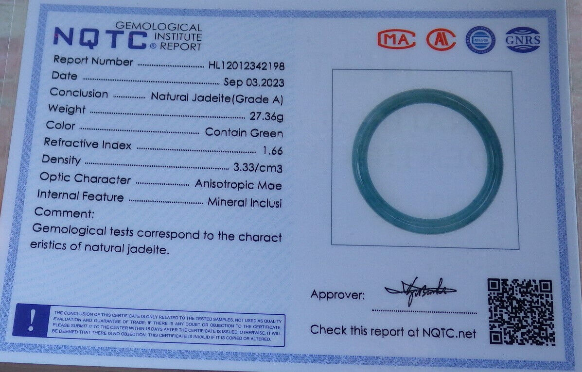 Certified Green Burma 100% Natural A JADE Jadeite Circle Bangle Bracelet 56 mm 手镯 635735 TN