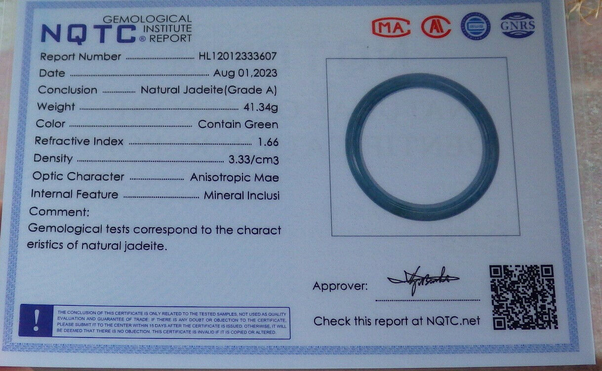 Certified Green Pale Lavender Burma 100% Natural A JADE Jadeite Bangle Bracelet 57 mm 手镯 635952 TN