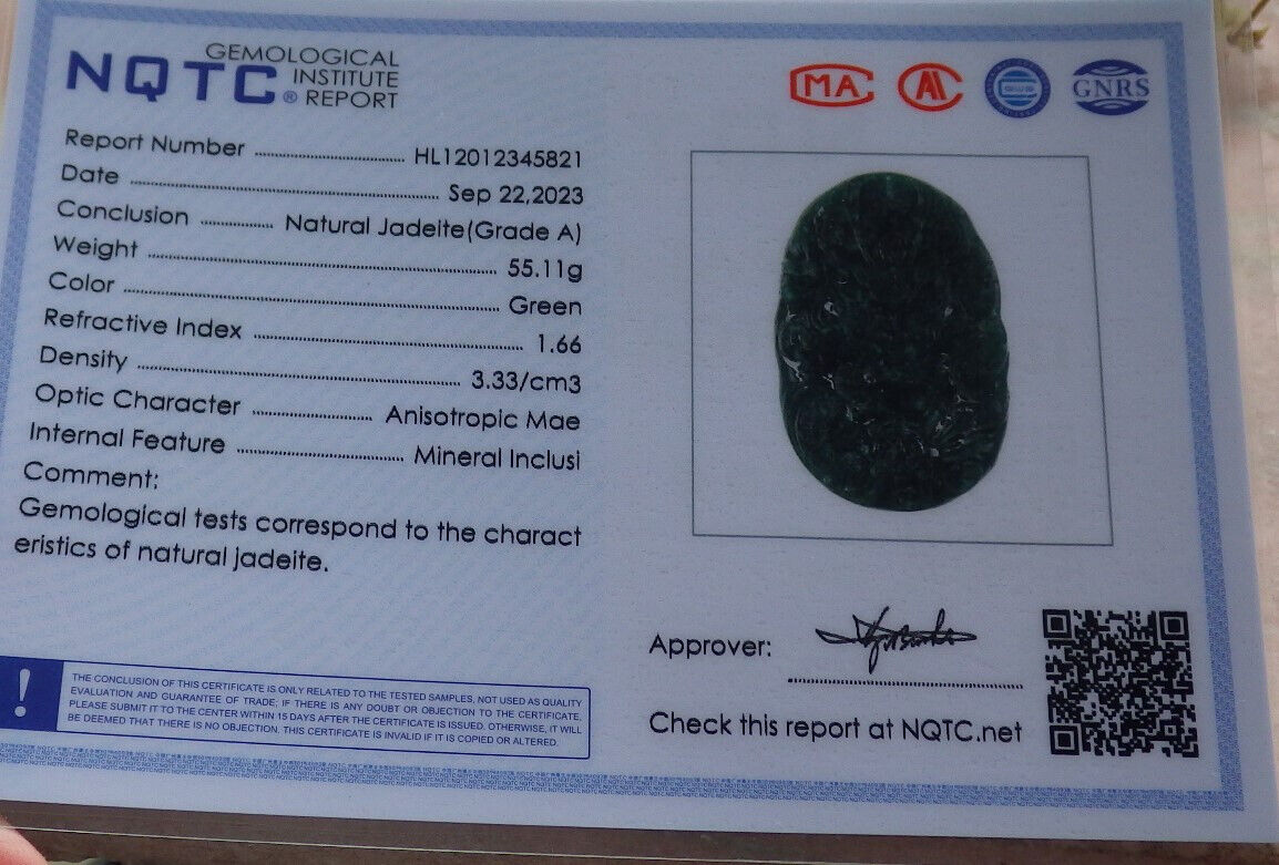 Certified Icy Blue Water Green Burma 100% Natural A Jade jadeite Pendant Dragon Bead Necklace 生意兴隆 634152 TN