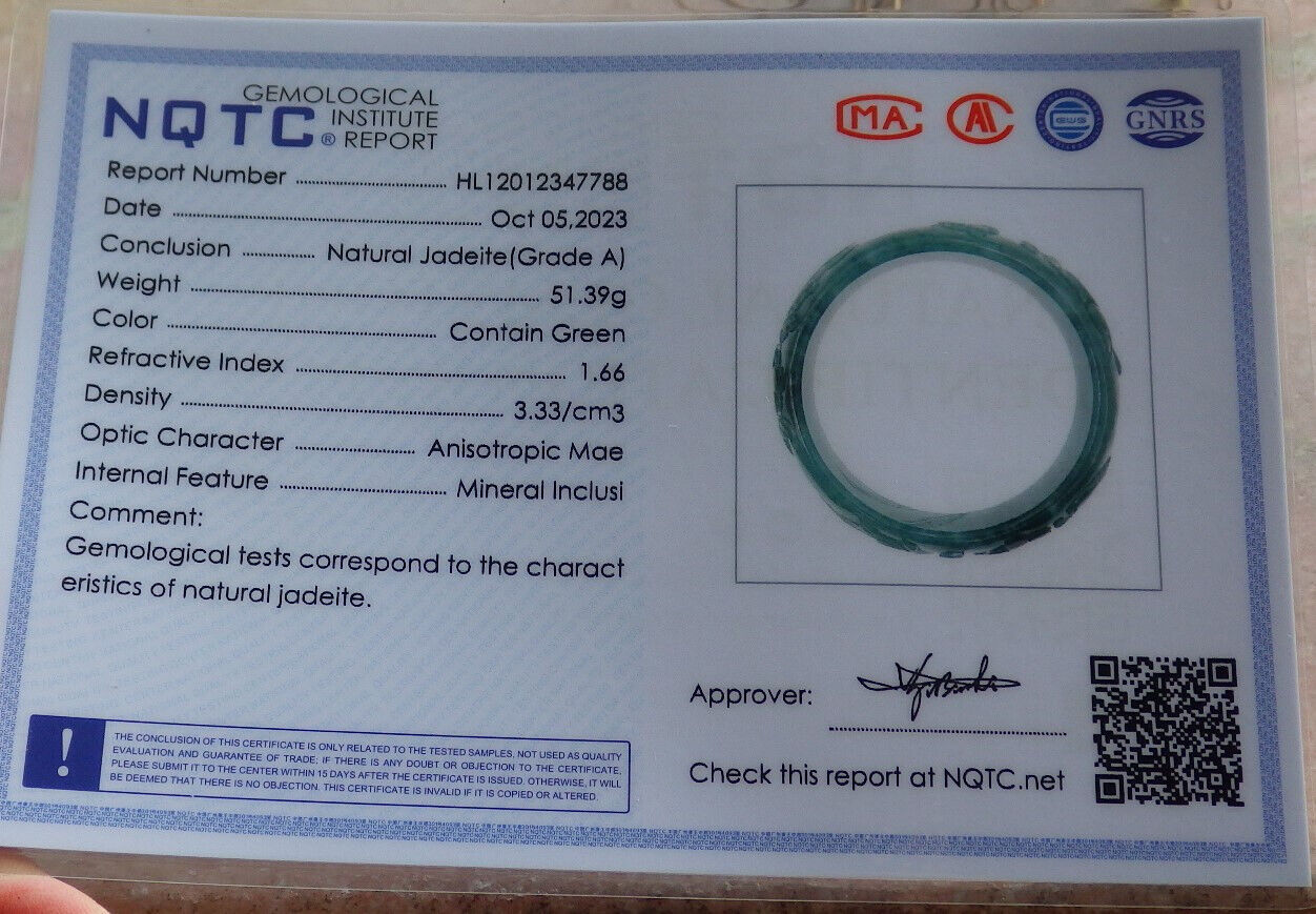 Certified Icy Blue Water Green Burma 100% Natural A JADE Jadeite Phoenix Flower Bangle Bracelet 55 mm 手镯 635126 AS