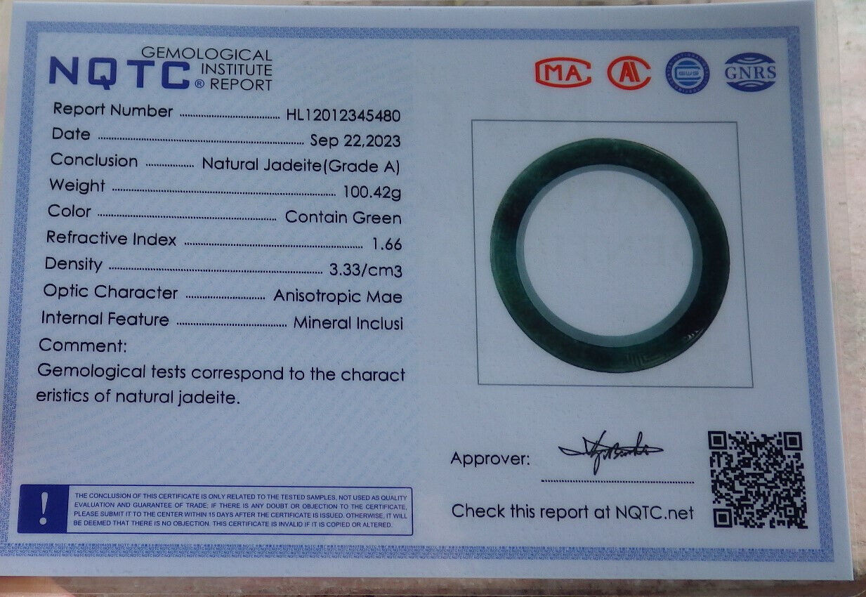 Certified Icy Green Burma 100% Natural A JADE Jadeite Dragon Phoenix Bangle Bracelet 64 mm 手镯 633660 TN