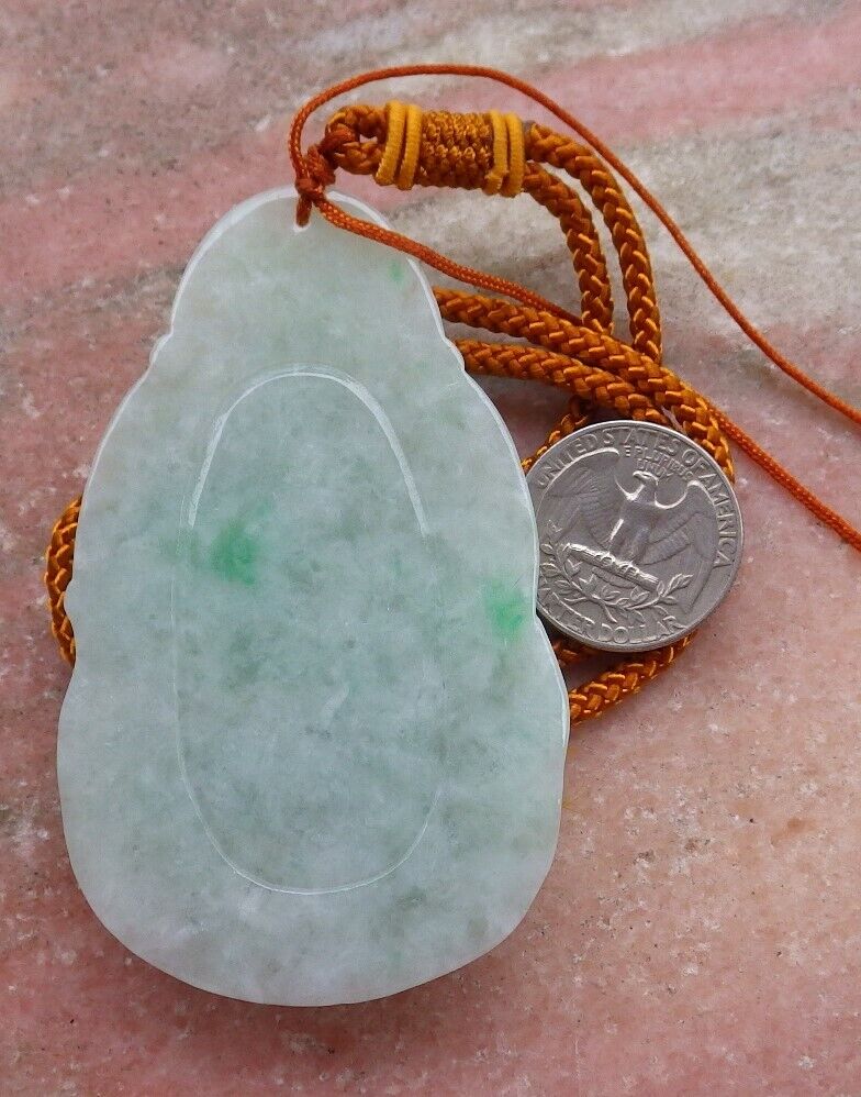 Certified Green 100% Natural A Jade jadeite pendant Guanyin Kwan Yin Lotus Flower Necklace 观音 519948 TN