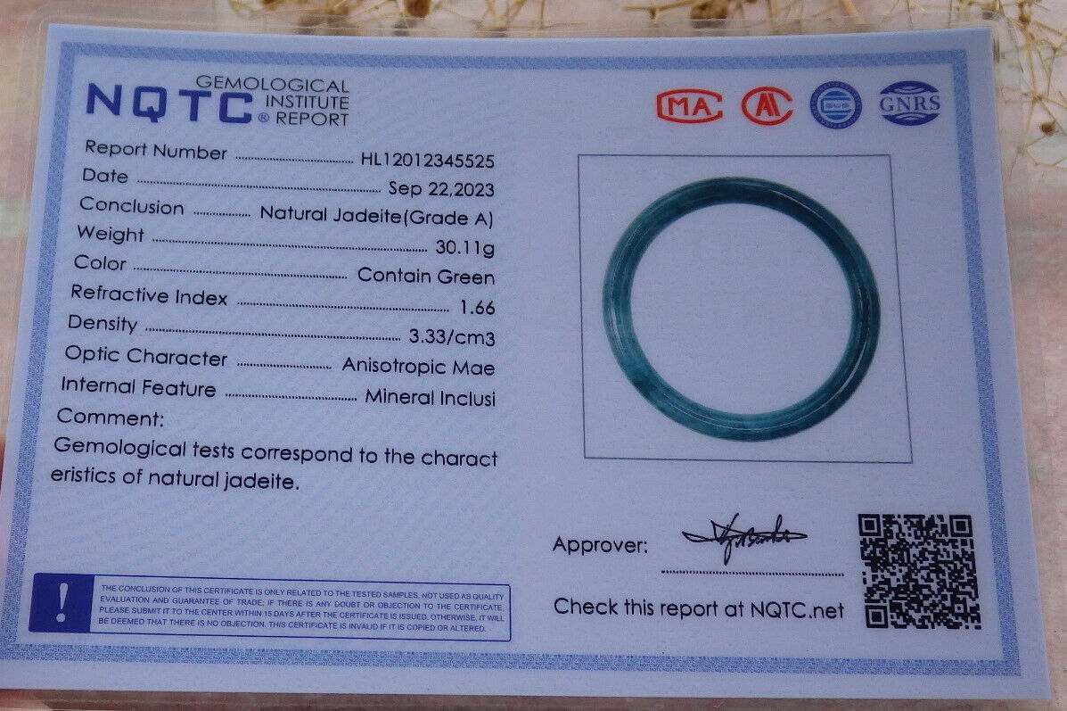Certified Green Burma 100% Natural A JADE Jadeite Circle Bangle Bracelet 57 mm 手镯 636641 TN