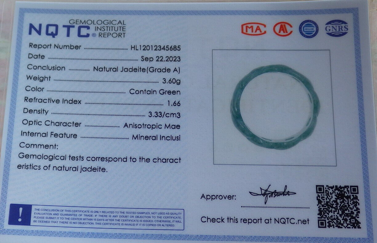 Certified Icy Green Burma 100% Natural A JADE Jadeite Knotted RING USA. 9.75 戒指 636002 TN