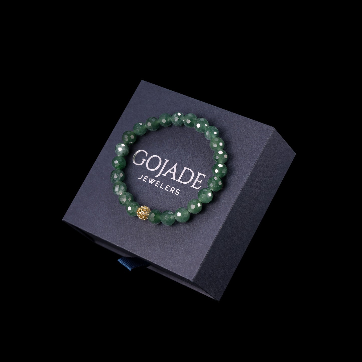 The 100% Natural Blue Diamond Cut Bead Jade Jadeite Bracelet b23