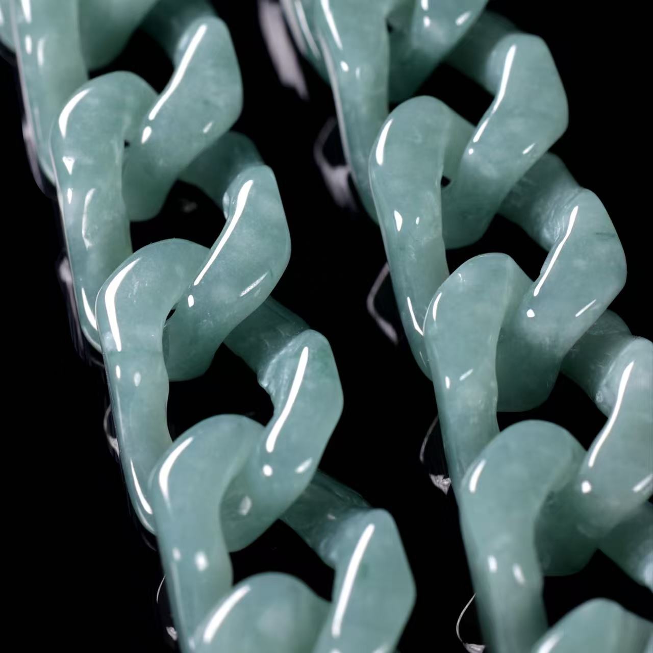 Cuban Style Bracelet 100% Nature Great A Jadeite(Complete carving without splicing)S925 Silver Buckle Gold