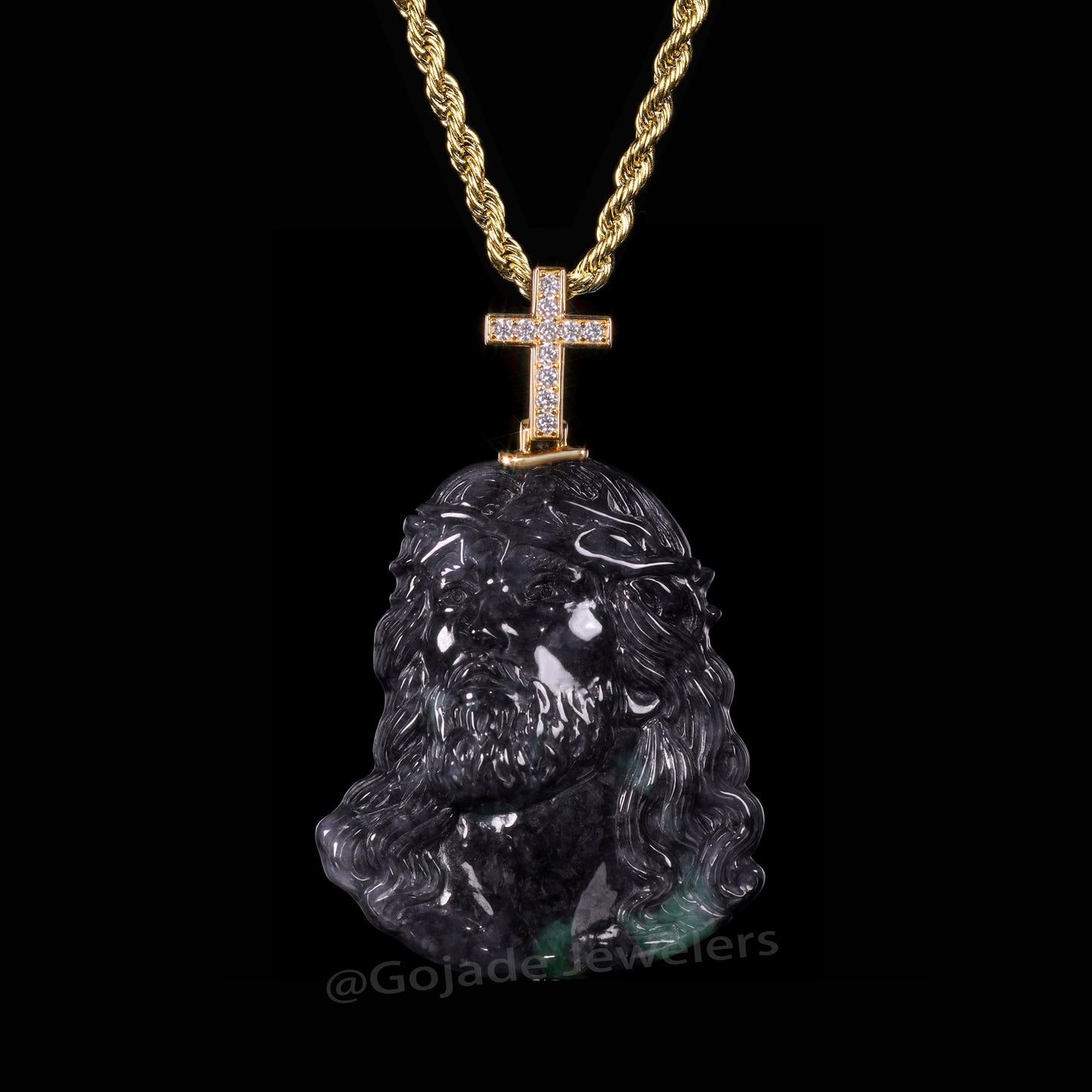 The Jesus Cross Jadeite 100% Natural Burma Jade Jadeite With Certificated (S925 Silver Buckle 18K Gold Plated) a59