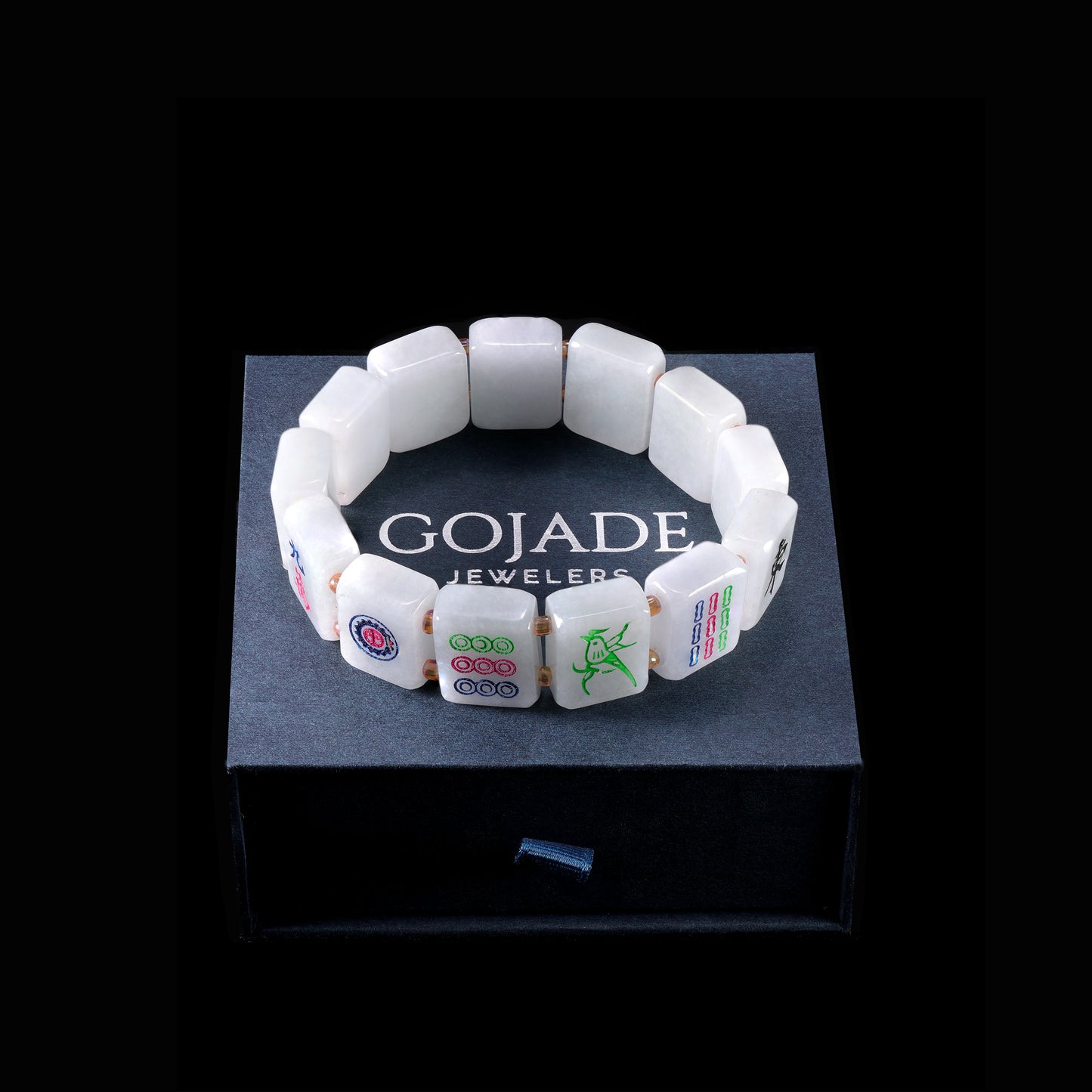 Majiang (Mahjong) 13幺 Bracelet 100% Natural Burma Jade Jadeite With Certificated b87