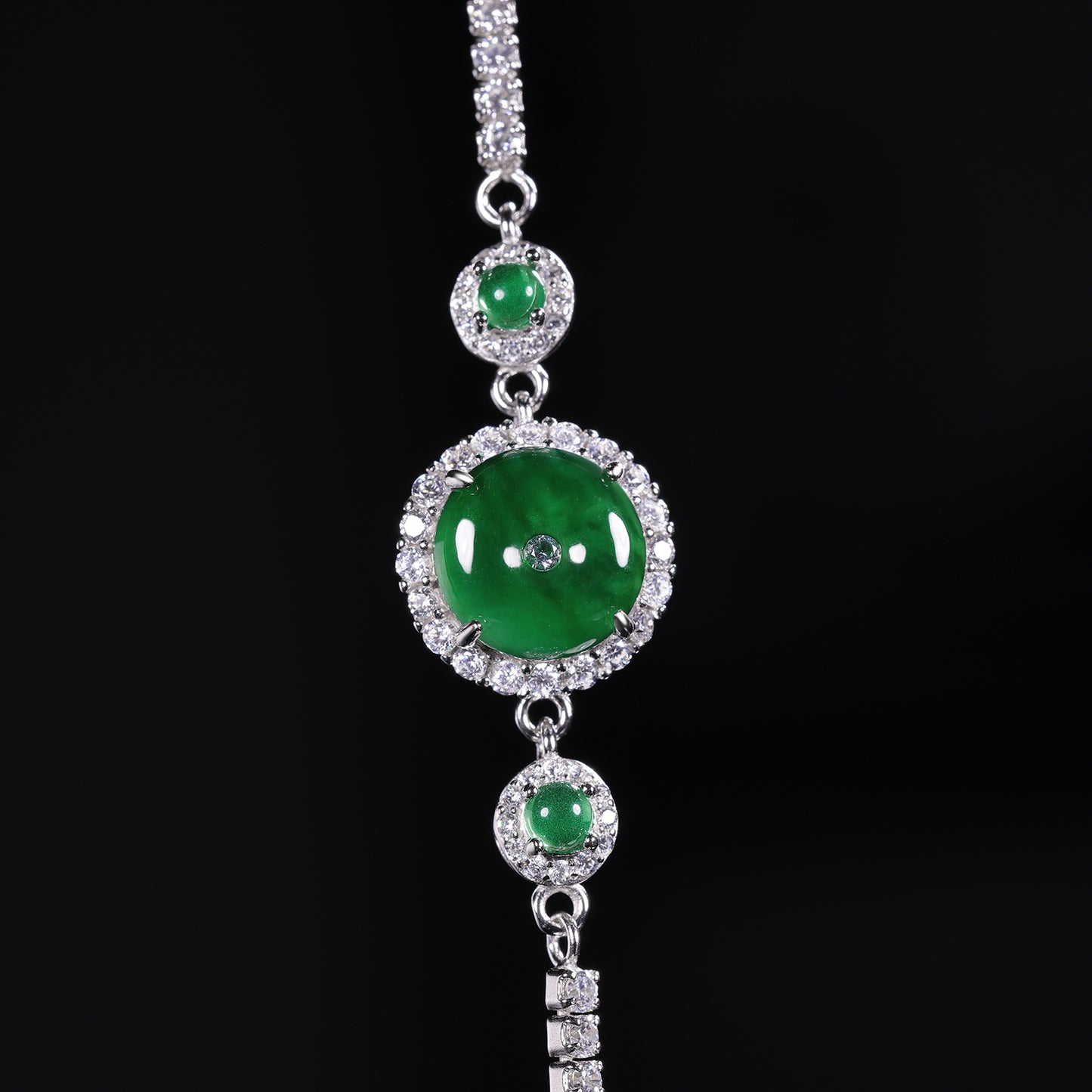 The Bracelet S925 Silver With Burma Natural jade (Pinan Button Style)