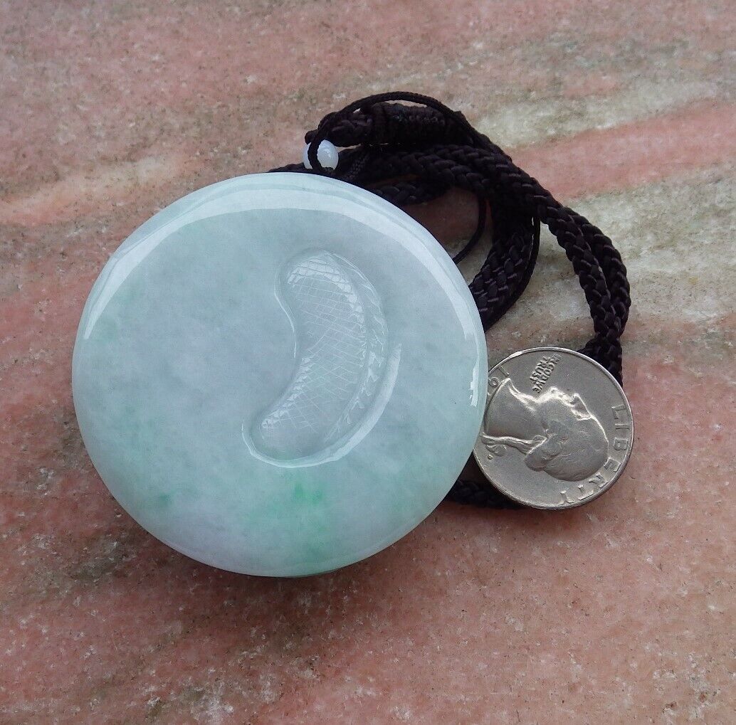 Certified Green 100% Natural A Jade jadeite pendant Dragon Lotus Flower Ruyi Bead Necklace 生意兴隆 520825 TN