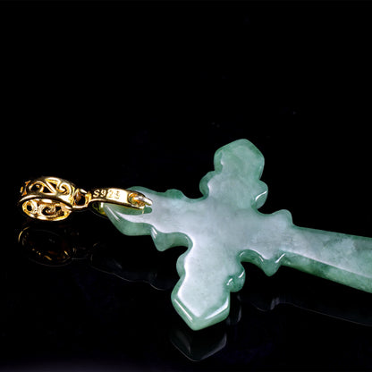 The Cross Jadeite 100% Natural Burma Jade Jadeite With Certificated (S925 Silver Buckle)