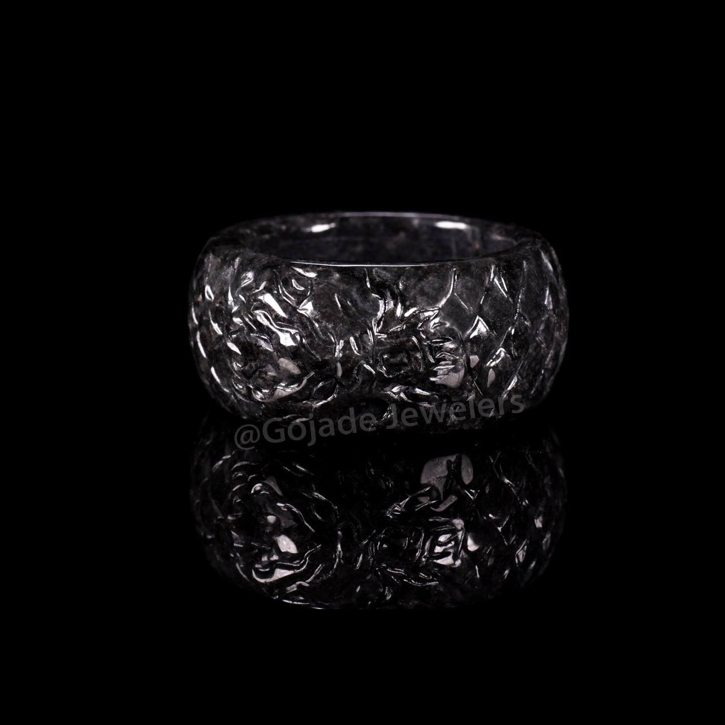 Certified Dragon Ring Burma 100% Natural A JADE Jadeite Circle RING 龙戒指 US