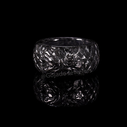 Certified Dragon Ring Burma 100% Natural A JADE Jadeite Circle RING 龙戒指 US