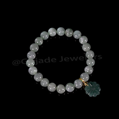 The Flower Bead Bracelet 100% Natural Jade Jadeite With Certificated