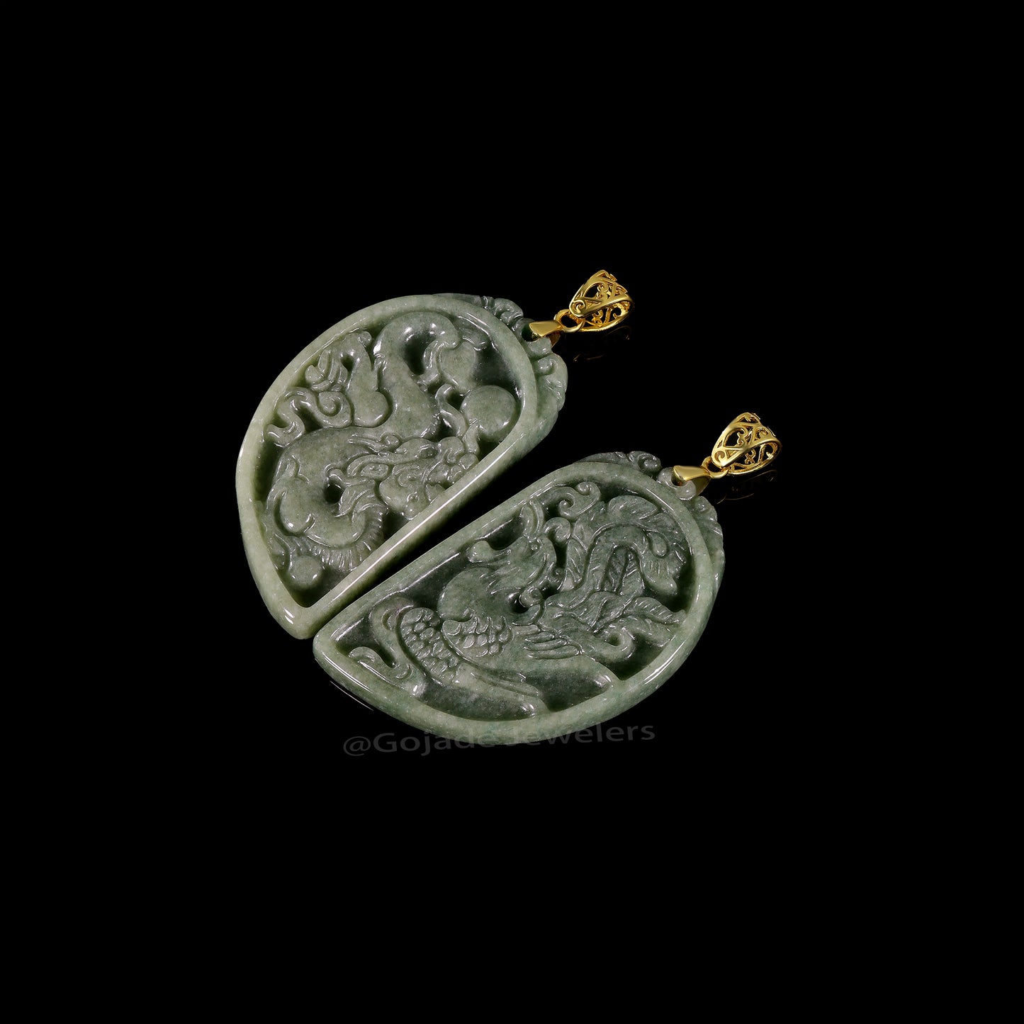 The Dragon & Phoenix Jadeite 100% Natural Burma Jade Jadeite With Certificated (S925 Silver Buckle)
