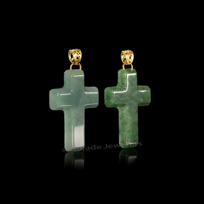 The Cross Jadeite 100% Natural Burma Jade Jadeite With Certificated (S925 Silver Buckle)