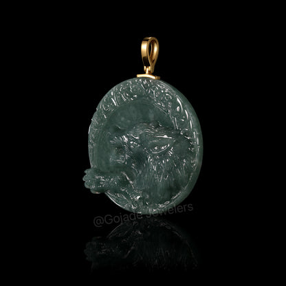 The Werewolf Jadeite 100% Natural Burma Jade Jadeite With Certificated (S925 Silver Buckle)