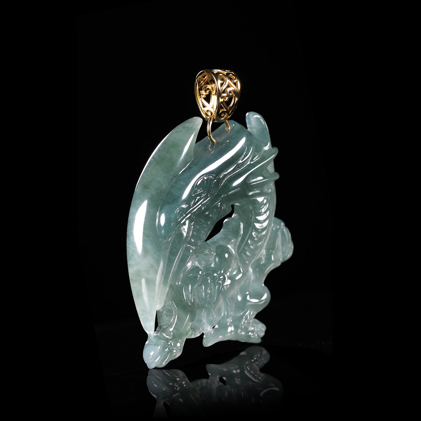 The Blue Eyed White Dragon Jade Jadeite (S925 Silver Buckle)