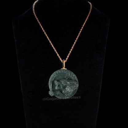 The Werewolf Jadeite 100% Natural Burma Jade Jadeite With Certificated (S925 Silver Buckle)