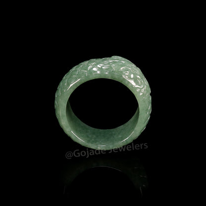 Certified Dragon Ring Burma 100% Natural A JADE Jadeite Circle RING 龙戒指 US