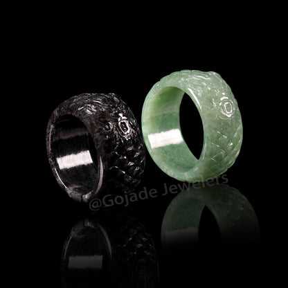 Certified Dragon Ring Burma 100% Natural A JADE Jadeite Circle RING 龙戒指 US