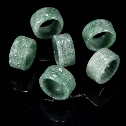 Certified Icy Green 100% Natural A JADE Jadeite Circle RING Givenchy Ring