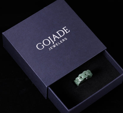 Certified Icy Green Cuban Burma 100% Natural A JADE Jadeite Circle RING 戒指 100000