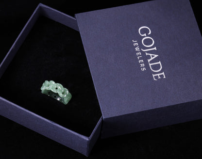 Certified Icy Green Cuban Burma 100% Natural A JADE Jadeite Circle RING 戒指 100000