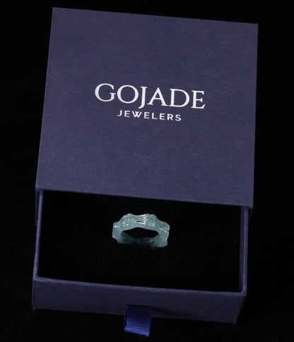 Certified Icy Blue Bone Burma 100% Natural A JADE Jadeite Circle RING 戒指 100002
