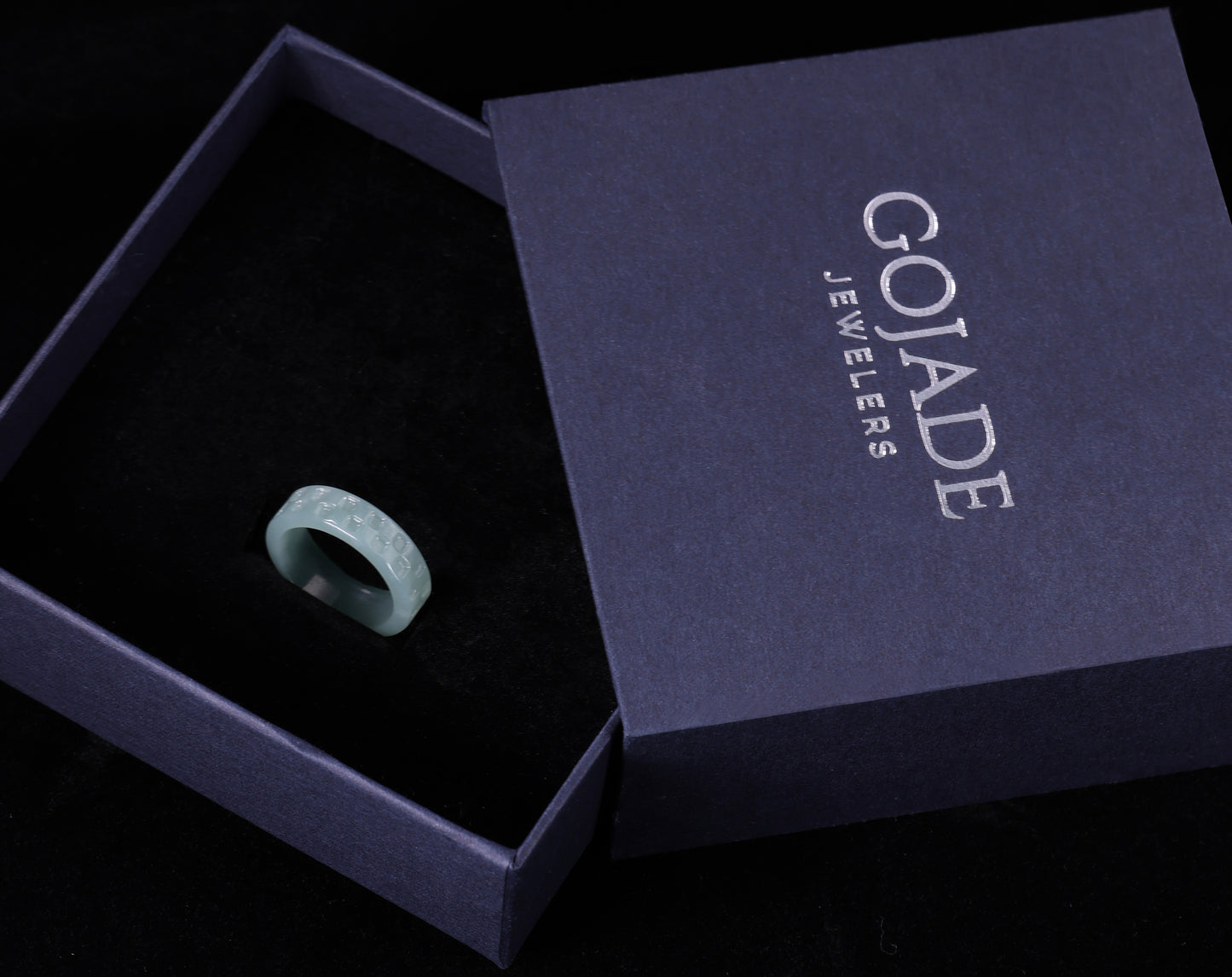 Certified Icy Blue Grid Burma 100% Natural A JADE Jadeite Circle RING 戒指 100004