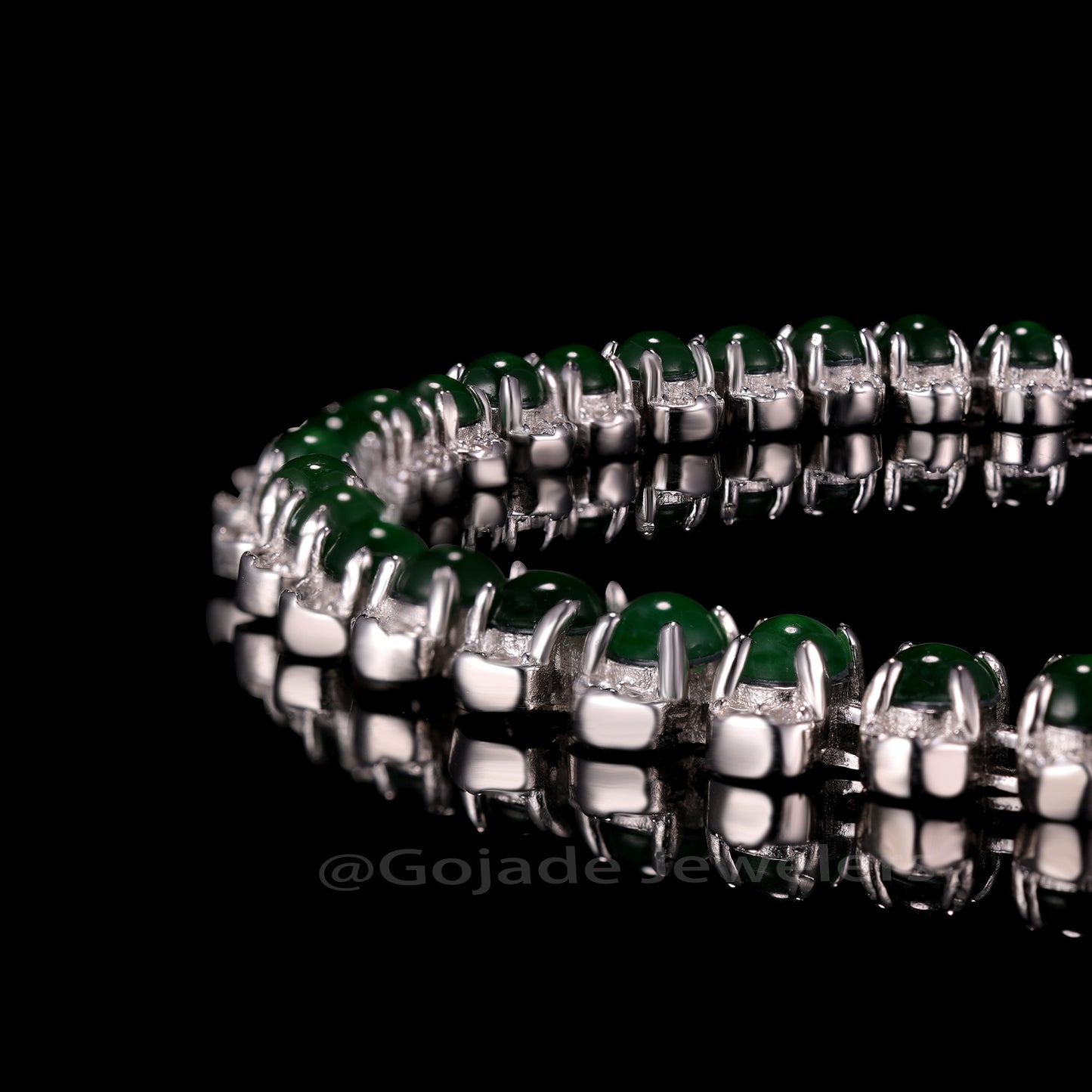 The Green jadeiet Bracelet S925 Silver With Burma Natural jade with Certificate