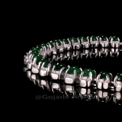 The Green jadeiet Bracelet S925 Silver With Burma Natural jade with Certificate
