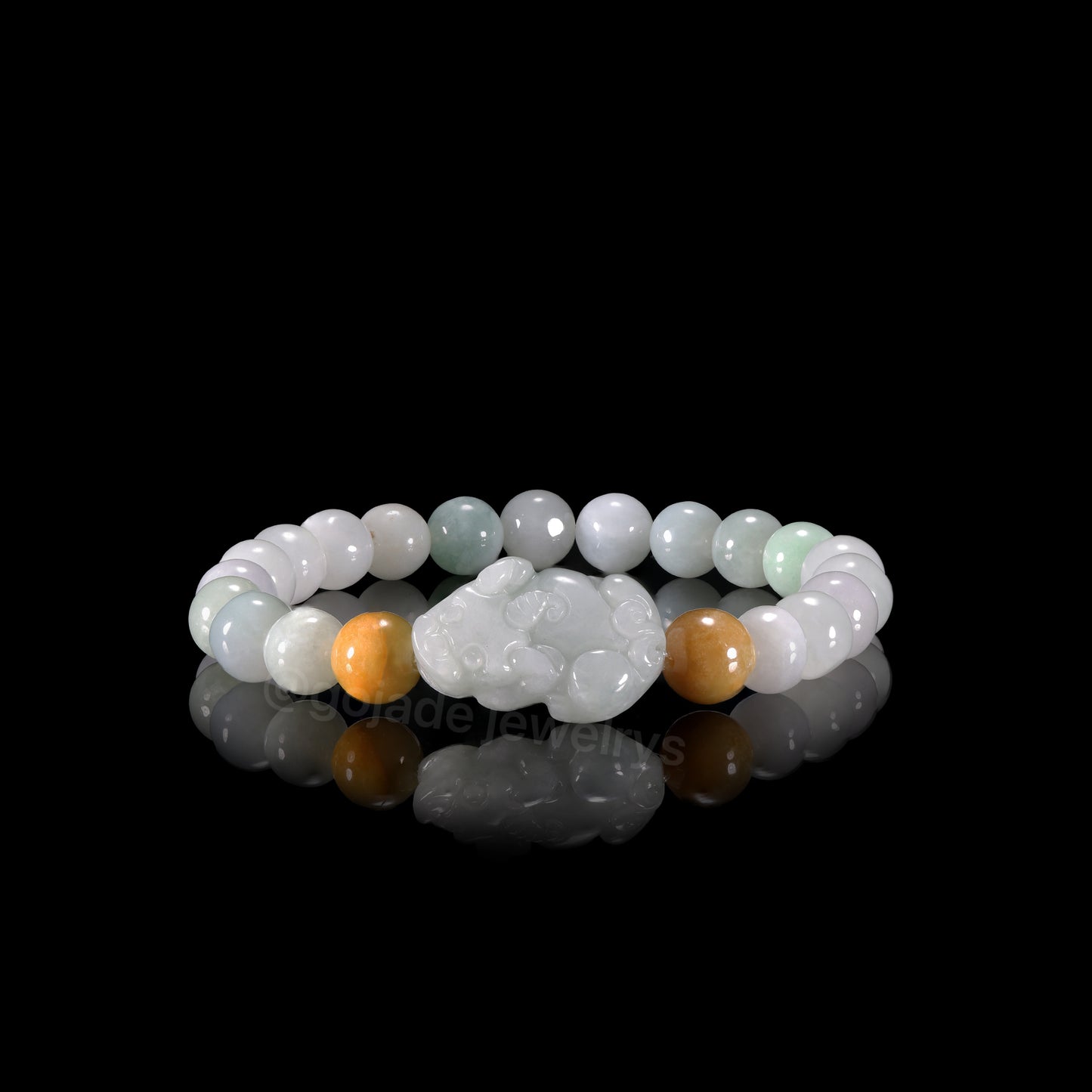 The Pixiu Bead Bracelet 100% Natural Jade Jadeite With Certificated