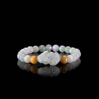 The Pixiu Bead Bracelet 100% Natural Jade Jadeite With Certificated