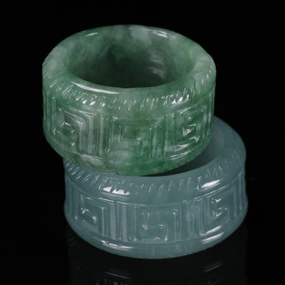 Certified Icy Green 100% Natural A JADE Jadeite Circle RING Givenchy Ring