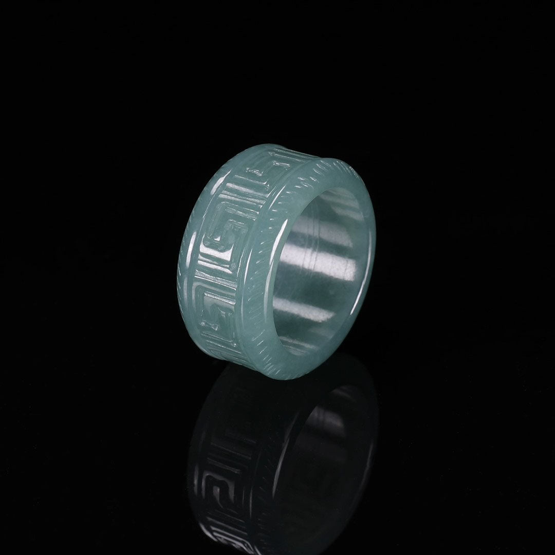 Certified Icy Green 100% Natural A JADE Jadeite Circle RING Givenchy Ring