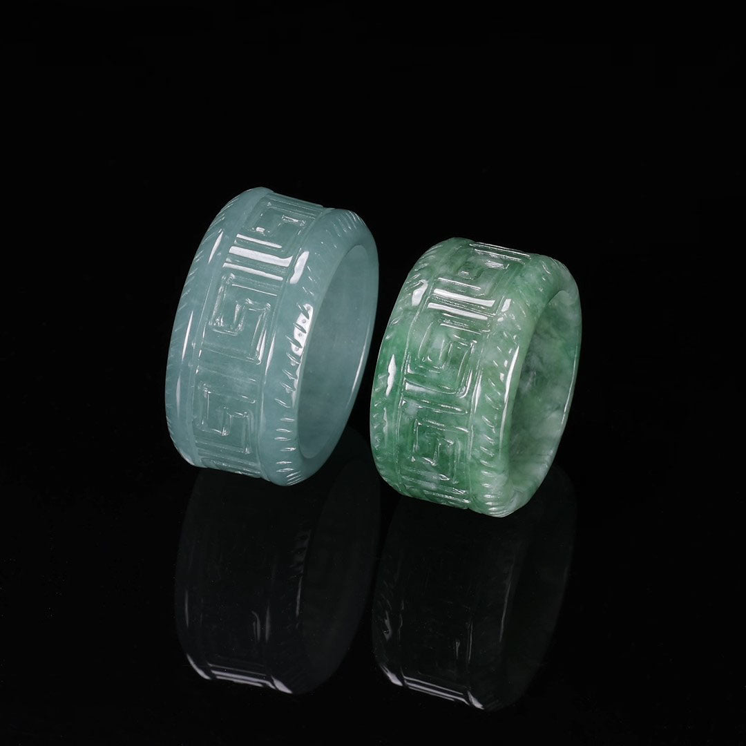Certified Icy Green 100% Natural A JADE Jadeite Circle RING Givenchy Ring