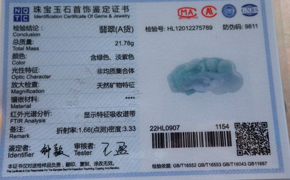 Pair Certified Green Pale Lavender Burma 100% Natural A Jade jadeite Pendant Dragon Pi Xiu Money Coin Ruyi Necklace 风水貔貅 573992 TN